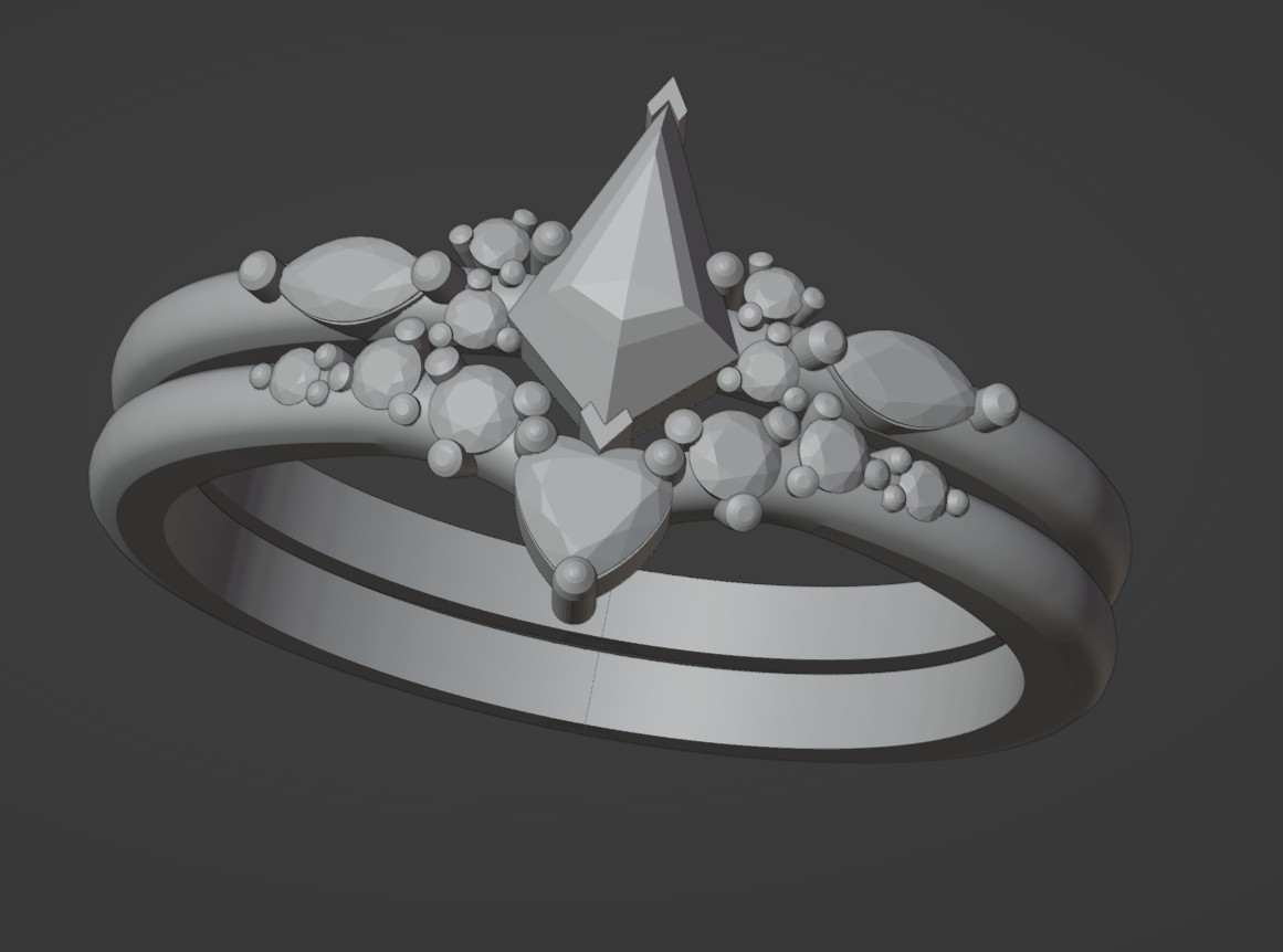 Pierścionek z diamentem sól i pieprz + obrączka z moissanitami ZAMÓWIENIE INDYWIDUALNE - obrazek 2